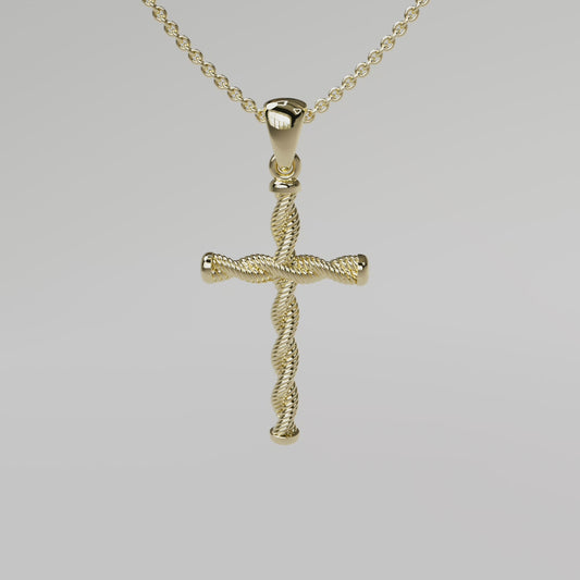 Twisted Cross Pendant - Yellow Gold