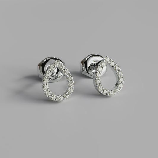 Diamond Drop Earstuds - White Gold