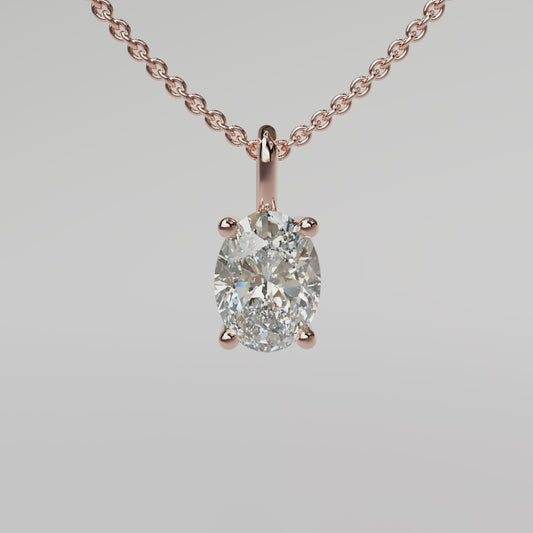 Oval Diamond Pendant - Rose Gold