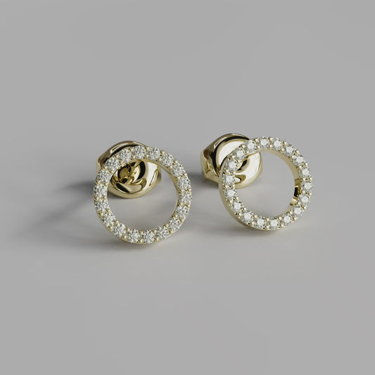 Diamond Circle Earstuds - Yellow Gold