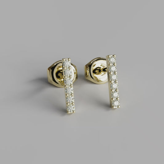 Diamond Bar Earstuds - Yellow Gold