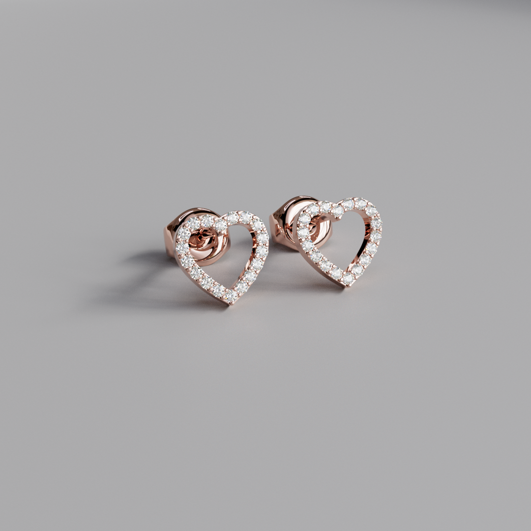 Diamond Heart Earstuds