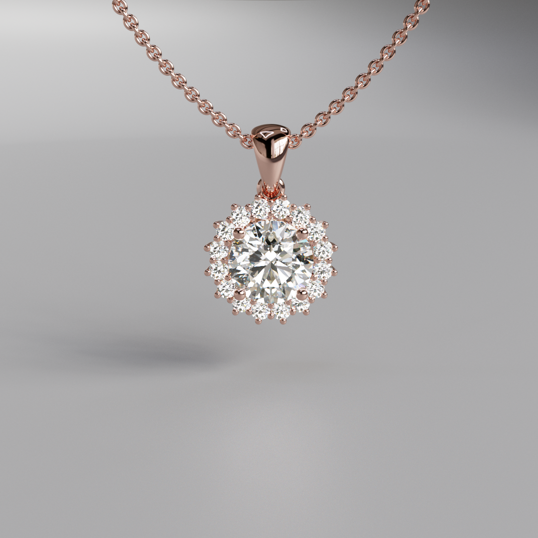 Round Diamond Halo Pendant - 1ct