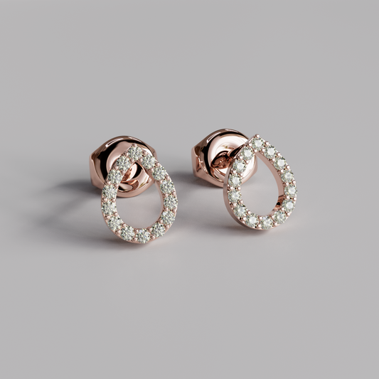 Diamond Drop Earstuds - Rose Gold