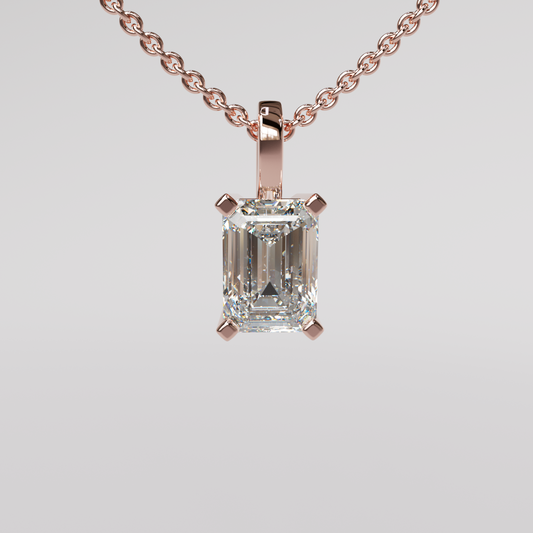 Emerald Diamond Pendant - Rose Gold