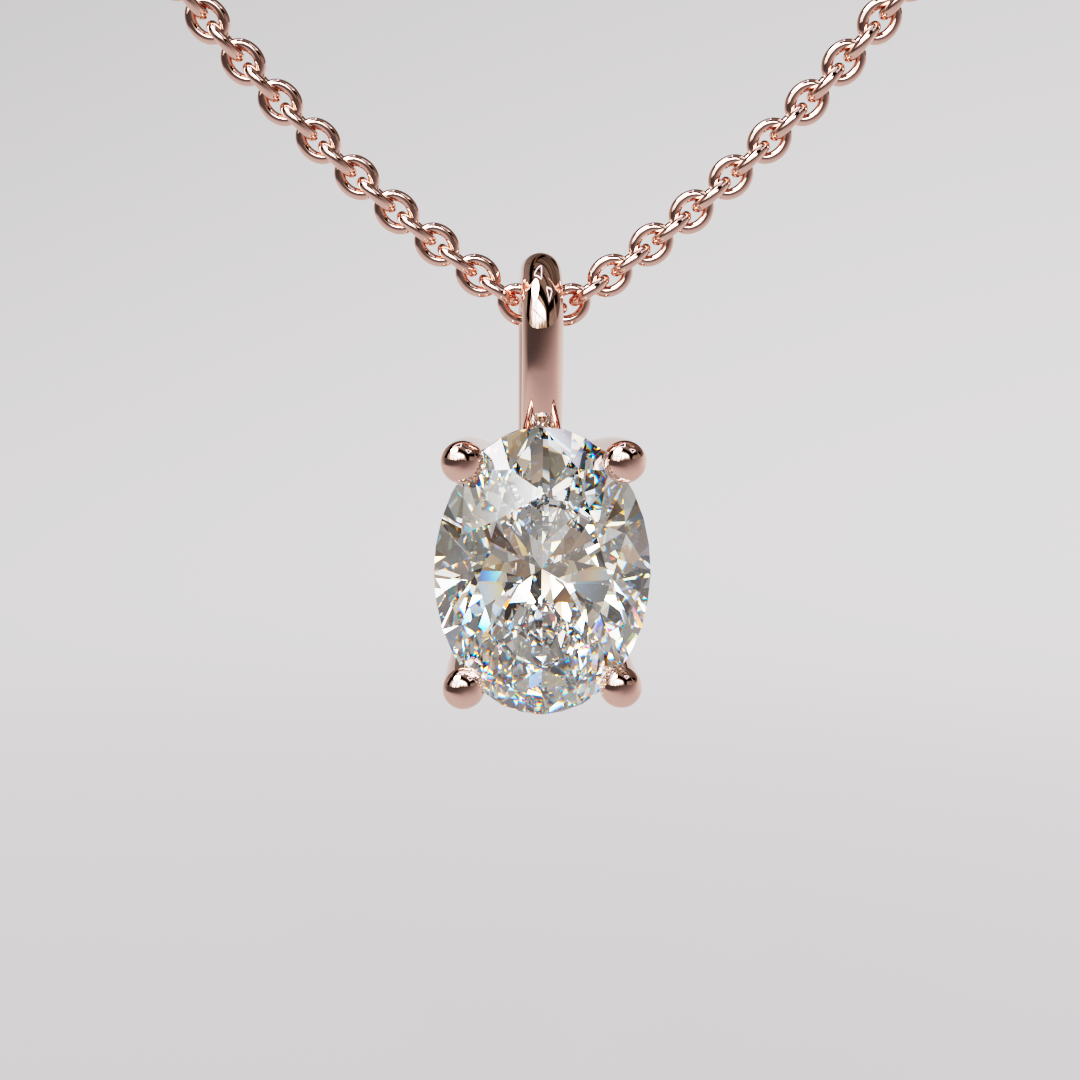Oval Diamond Pendant - Rose Gold