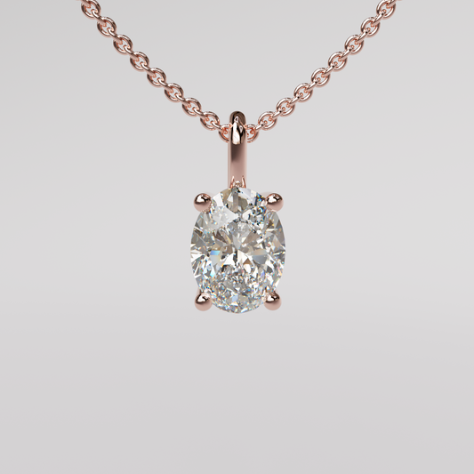 Oval Diamond Pendant - Rose Gold