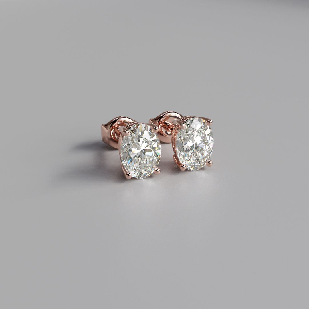 Oval Diamond Earstuds - 2ct