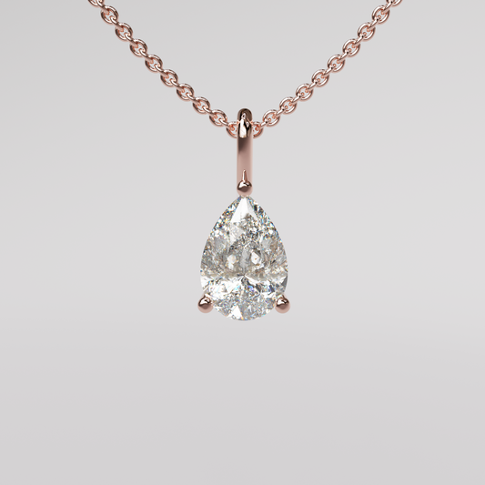 Pear Diamond Pendant - Rose Gold