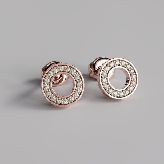 Diamond Border Earstuds - Rose Gold