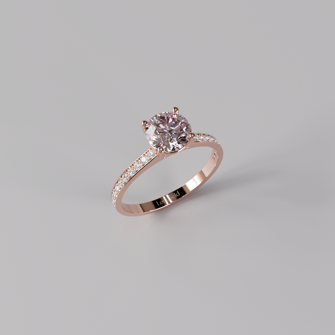 Pink Round Diamond Pave Ring - 1ct