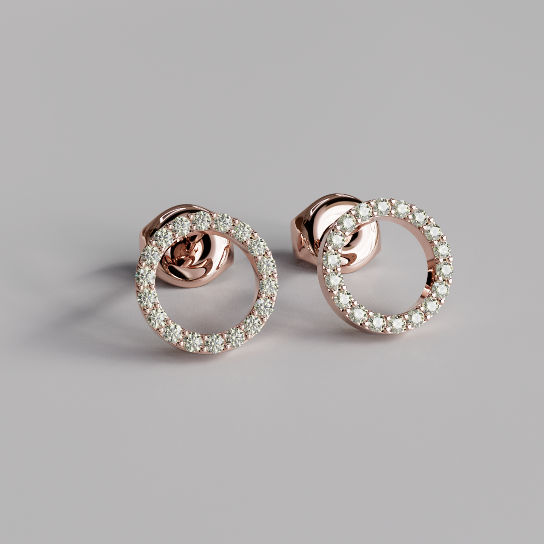 Diamond Circle Earstuds - Rose Gold