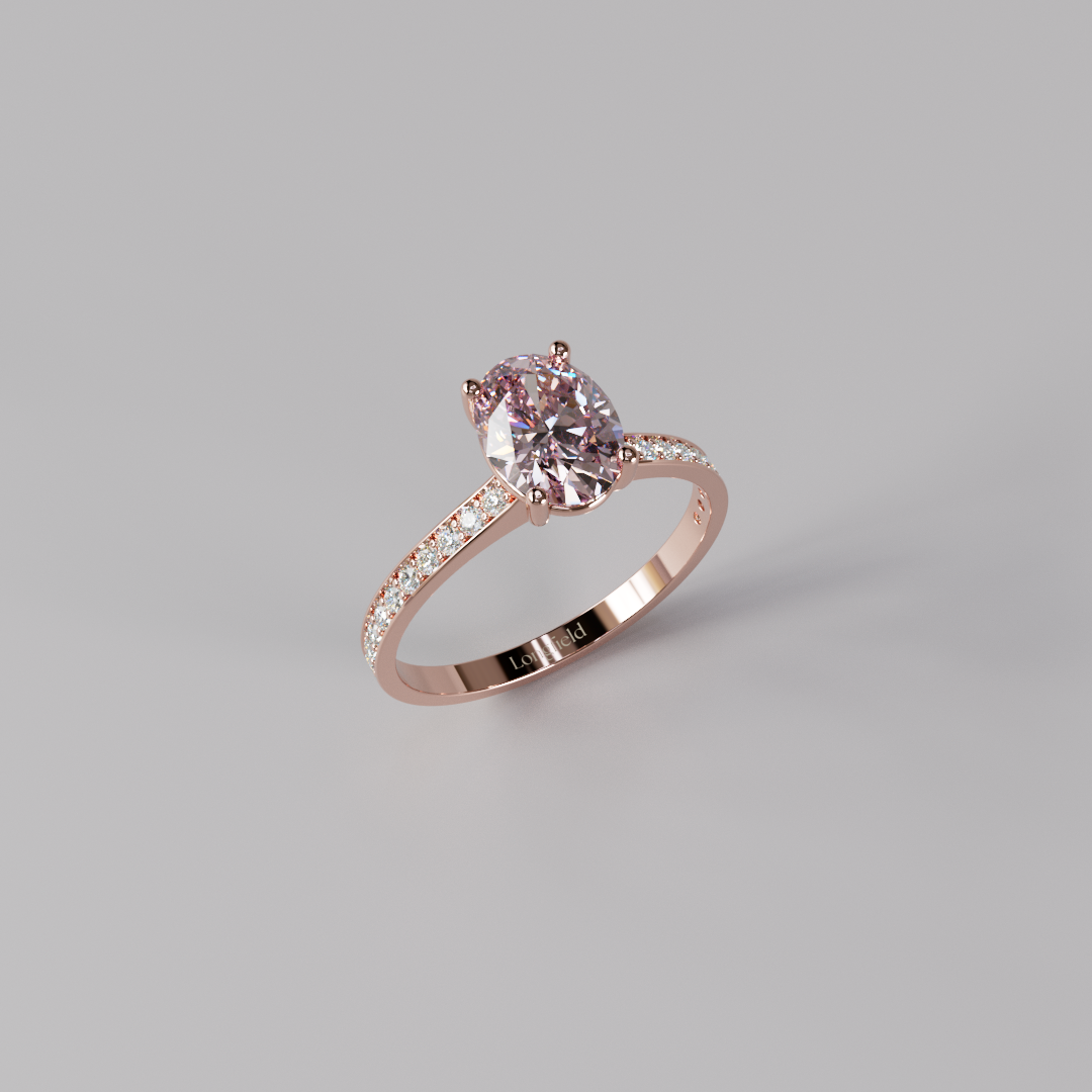 Pink Oval Diamond Pave Ring - 1ct