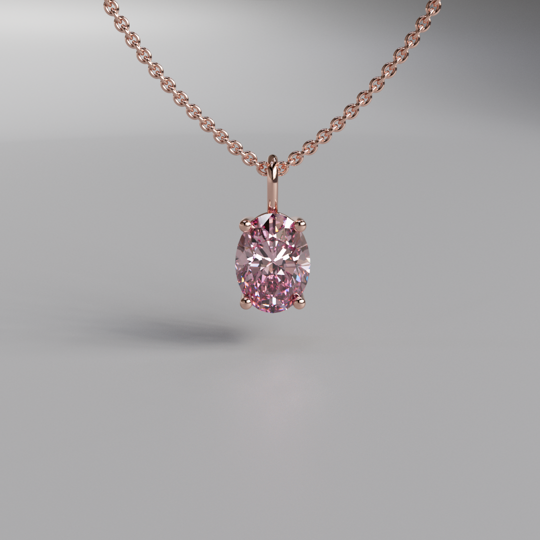 Pink Oval Diamond Pendant - 1ct