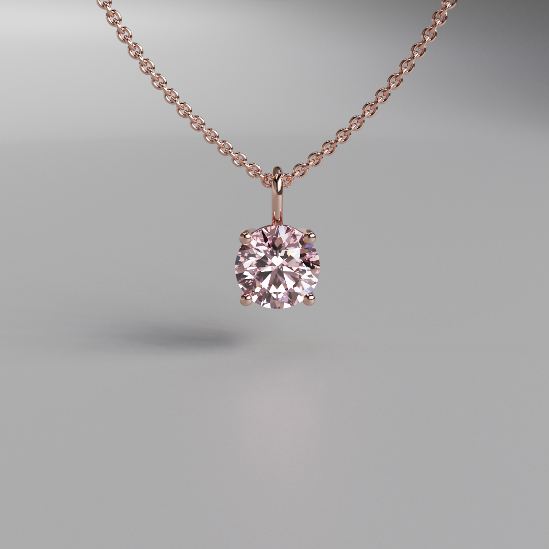 Pink Round Diamond Pendant - 1ct