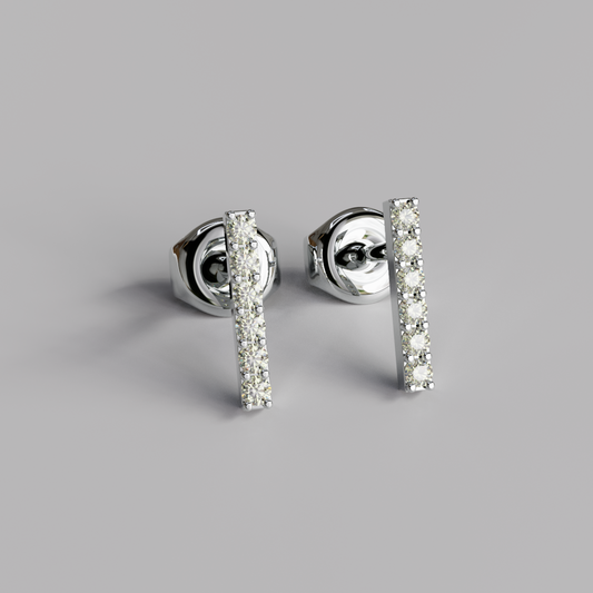 Diamond Bar Earstuds - White Gold