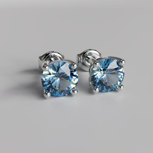 Blue Diamond Earstuds (L) - White Gold