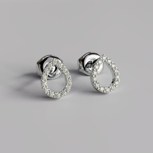 Diamond Drop Earstuds - White Gold