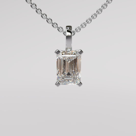 Emerald Diamond Pendant - White Gold