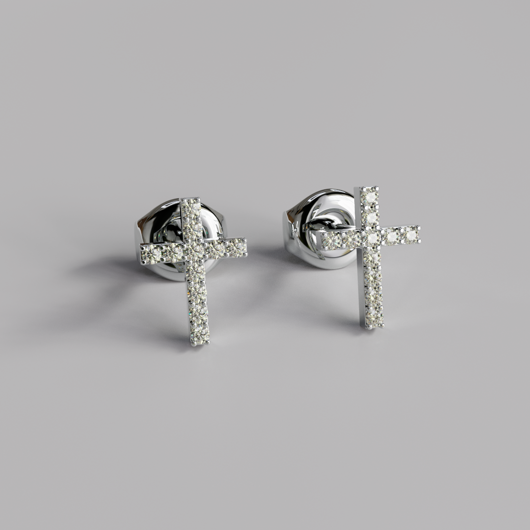 Diamond Cross Earstuds