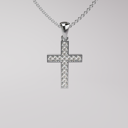 Diamond Cross Pendant - White Gold