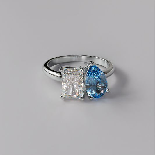 Toi et Moi Ring Radiant & Pear - White Gold