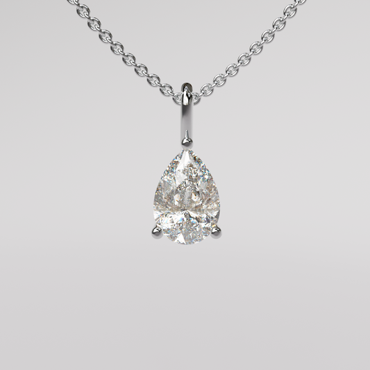 Pear Diamond Pendant - White Gold