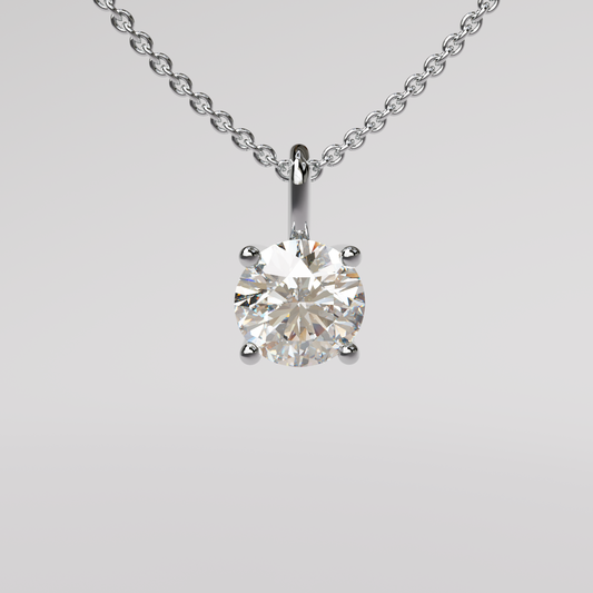 Round Diamond Pendant - White Gold