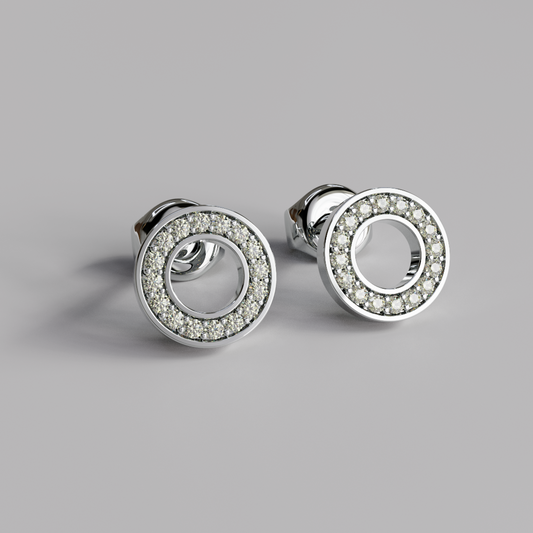 Diamond Border Earstuds - White Gold