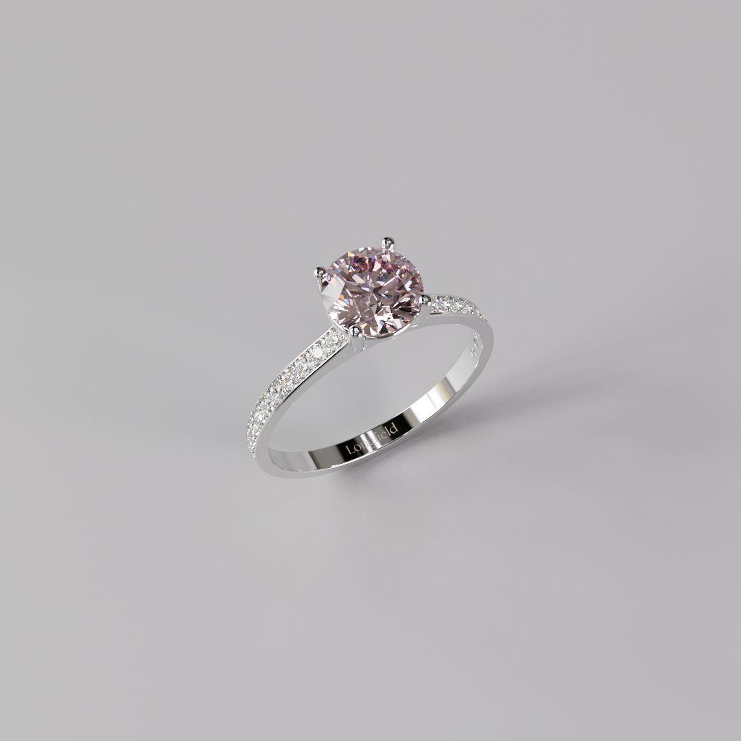 Pink Round Diamond Pave Ring - 1ct