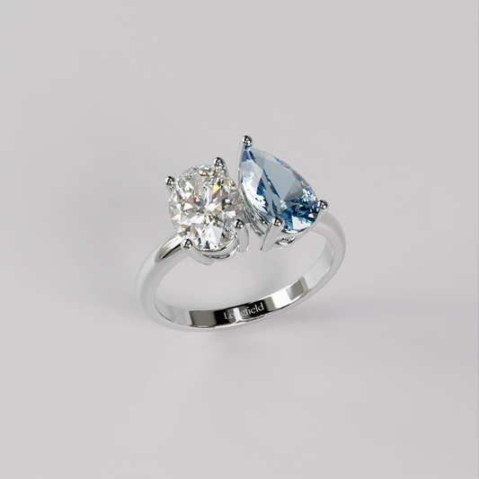 Toi et Moi Ring Oval & Pear - White Gold