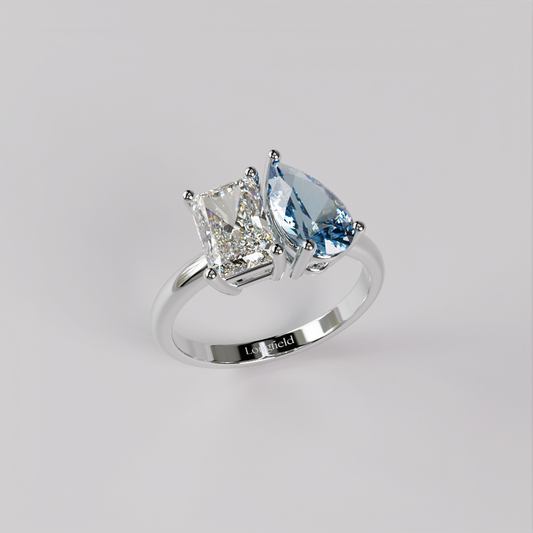 Toi et Moi Ring Radiant & Pear - White Gold