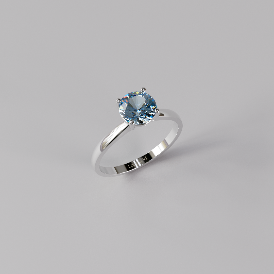Blue Round Diamond Ring - 1ct