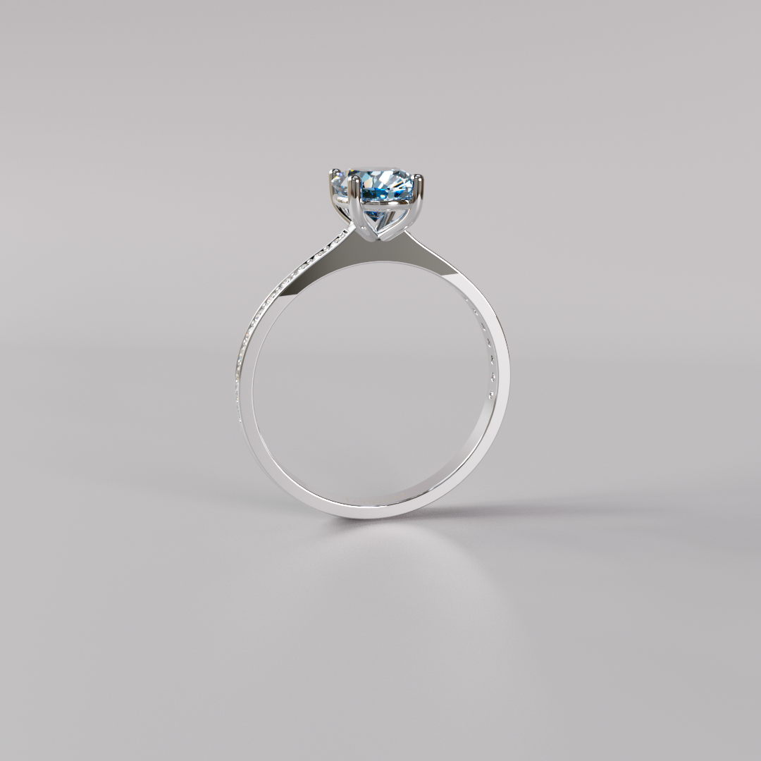 Blue Oval Diamond Pave Ring - 1ct