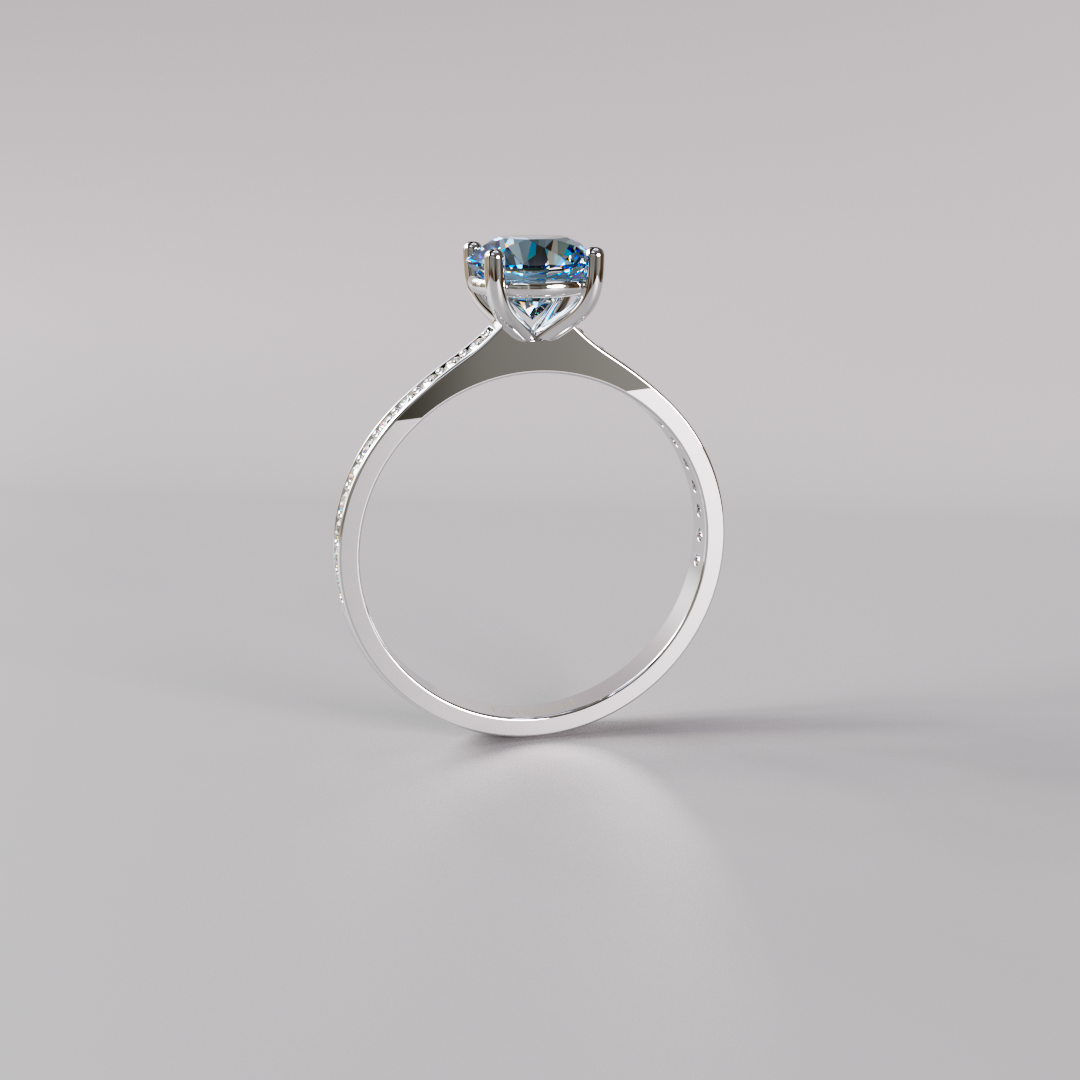 Blue Round Diamond Pave Ring - 1ct