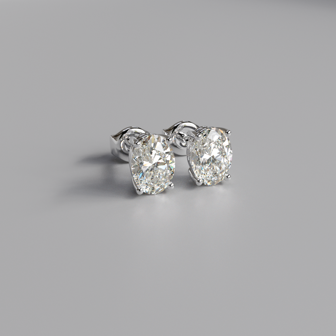 Oval Diamond Earstuds - 2ct