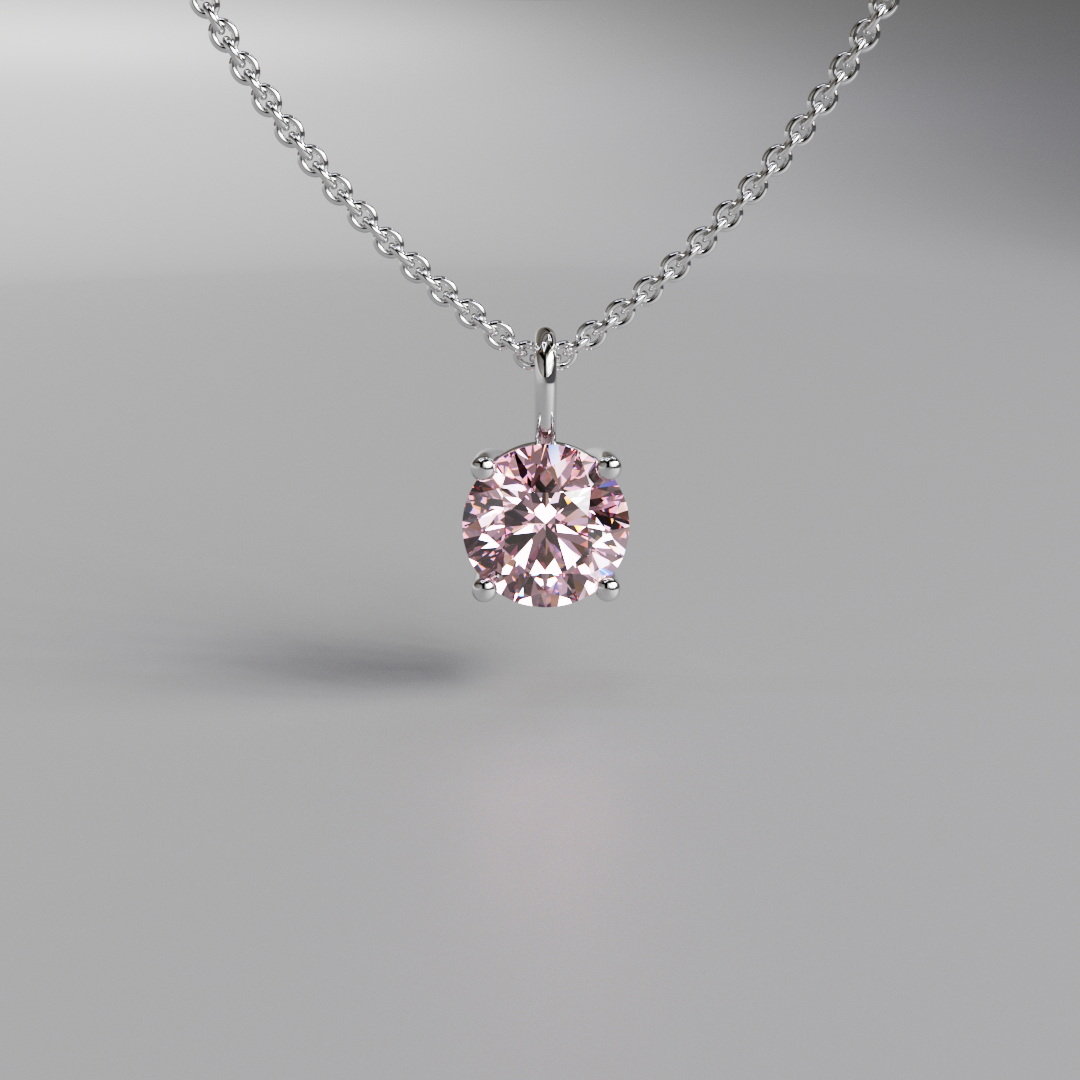 Pink Round Diamond Pendant - 1ct