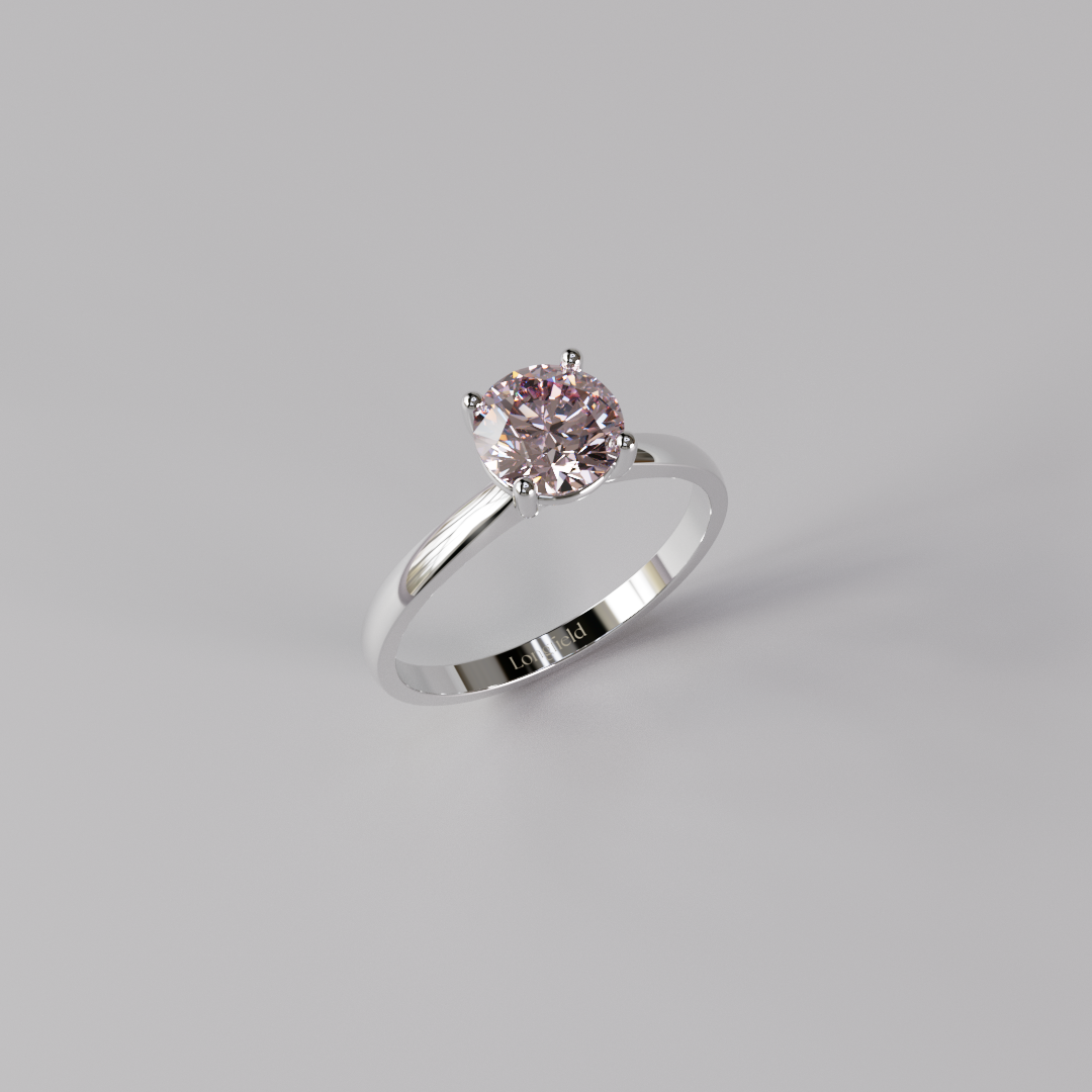 Pink Round Diamond Ring - 1ct