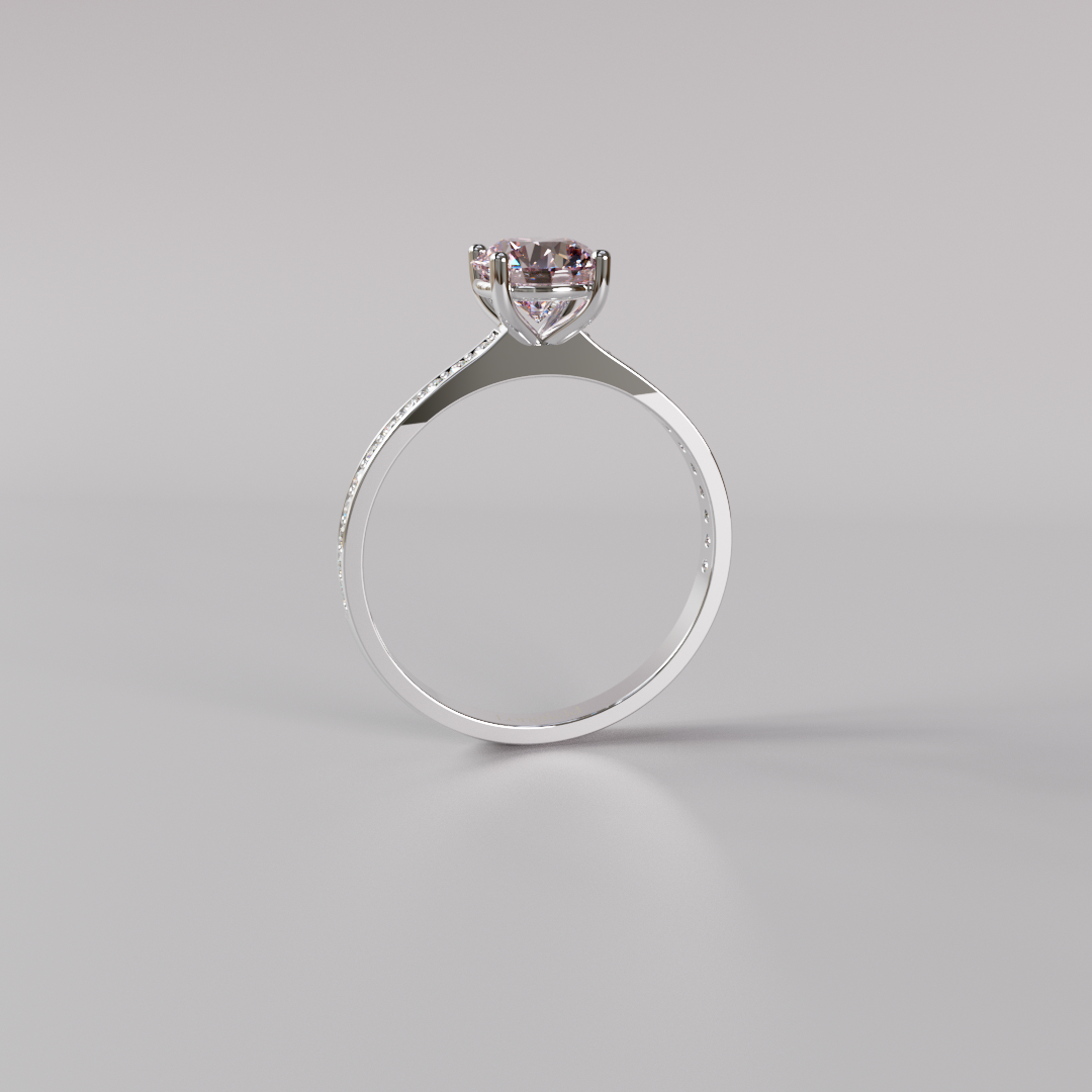 Pink Round Diamond Pave Ring - 1ct